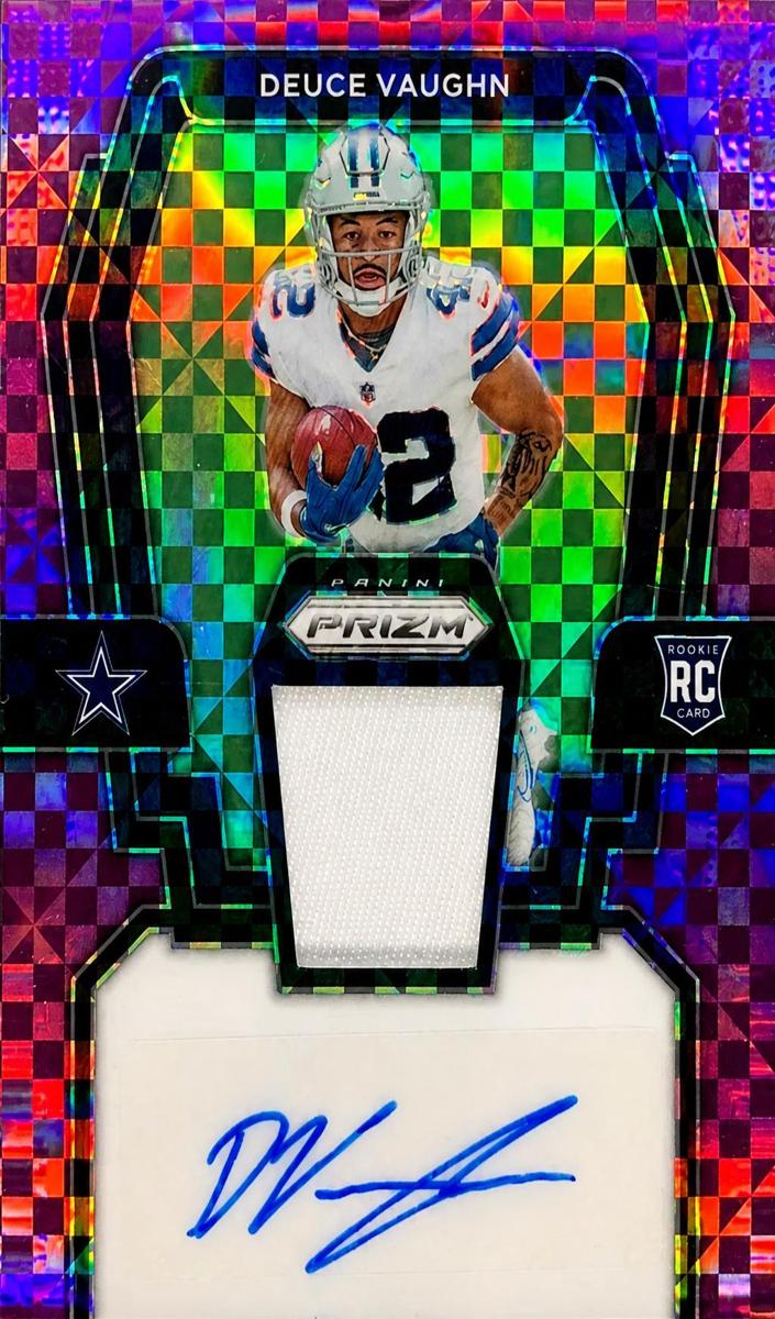 2023 Panini Prizm Football Purple Power Deuce Vaughn #RPA-DV