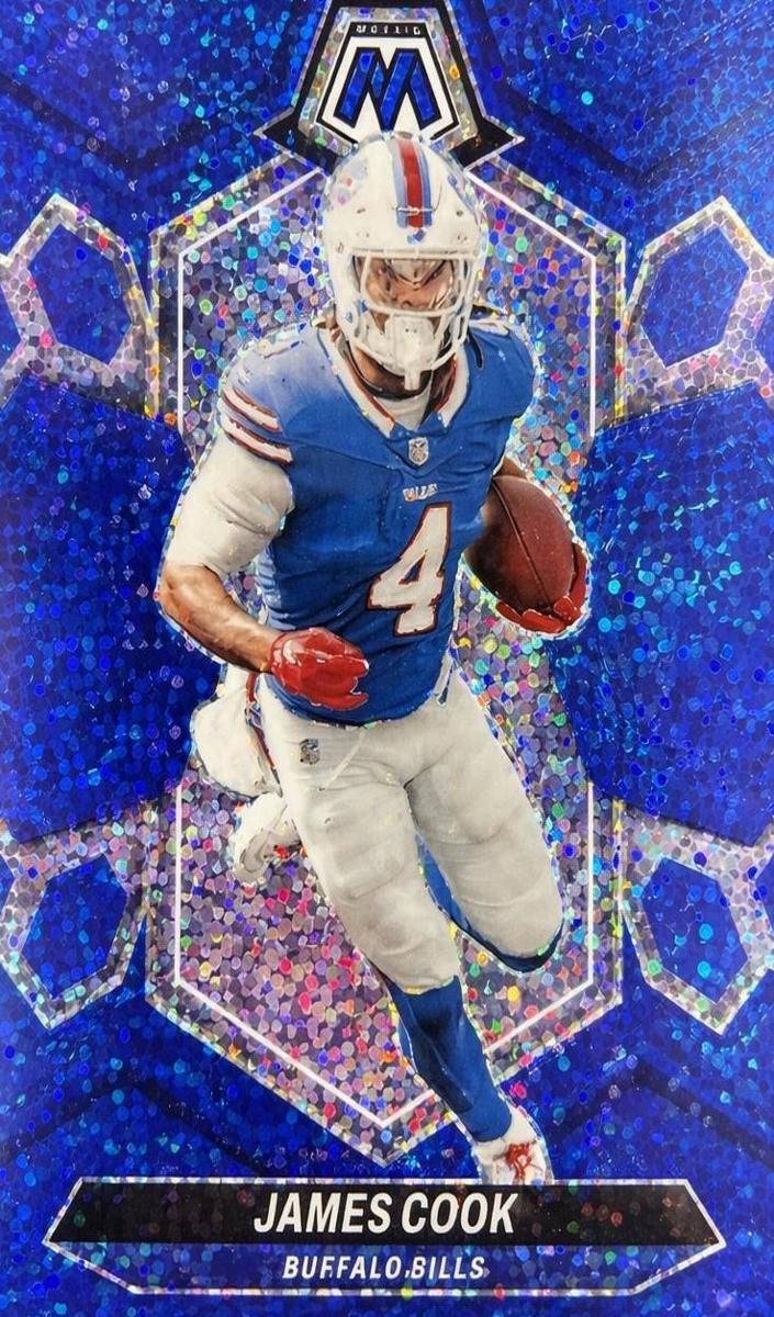 2024 Panini Mosaic Football Blue Sparkle James Cook #23