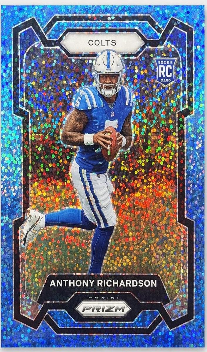 2023 Panini Prizm Football Blue Sparkle Anthony Richardson #343 PSA 9