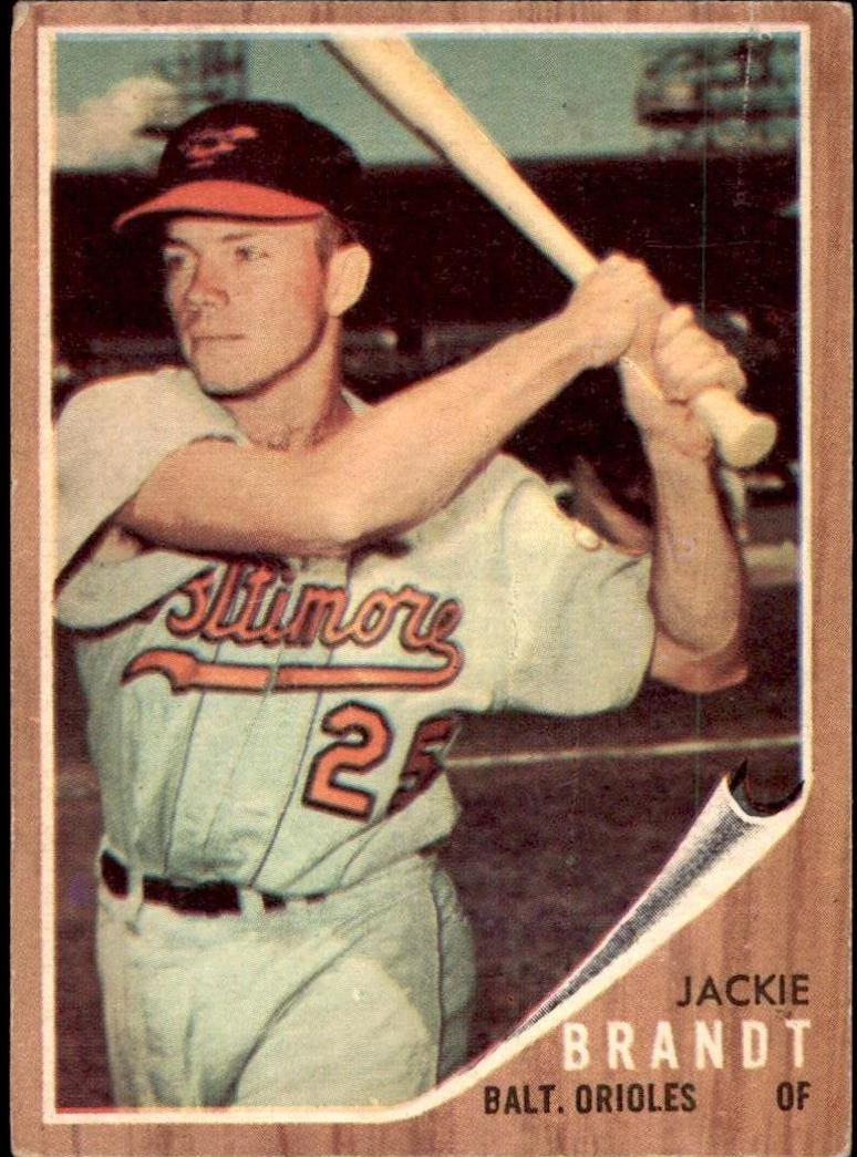 1962 Topps Baseball Green Tint Jackie Brandt #165