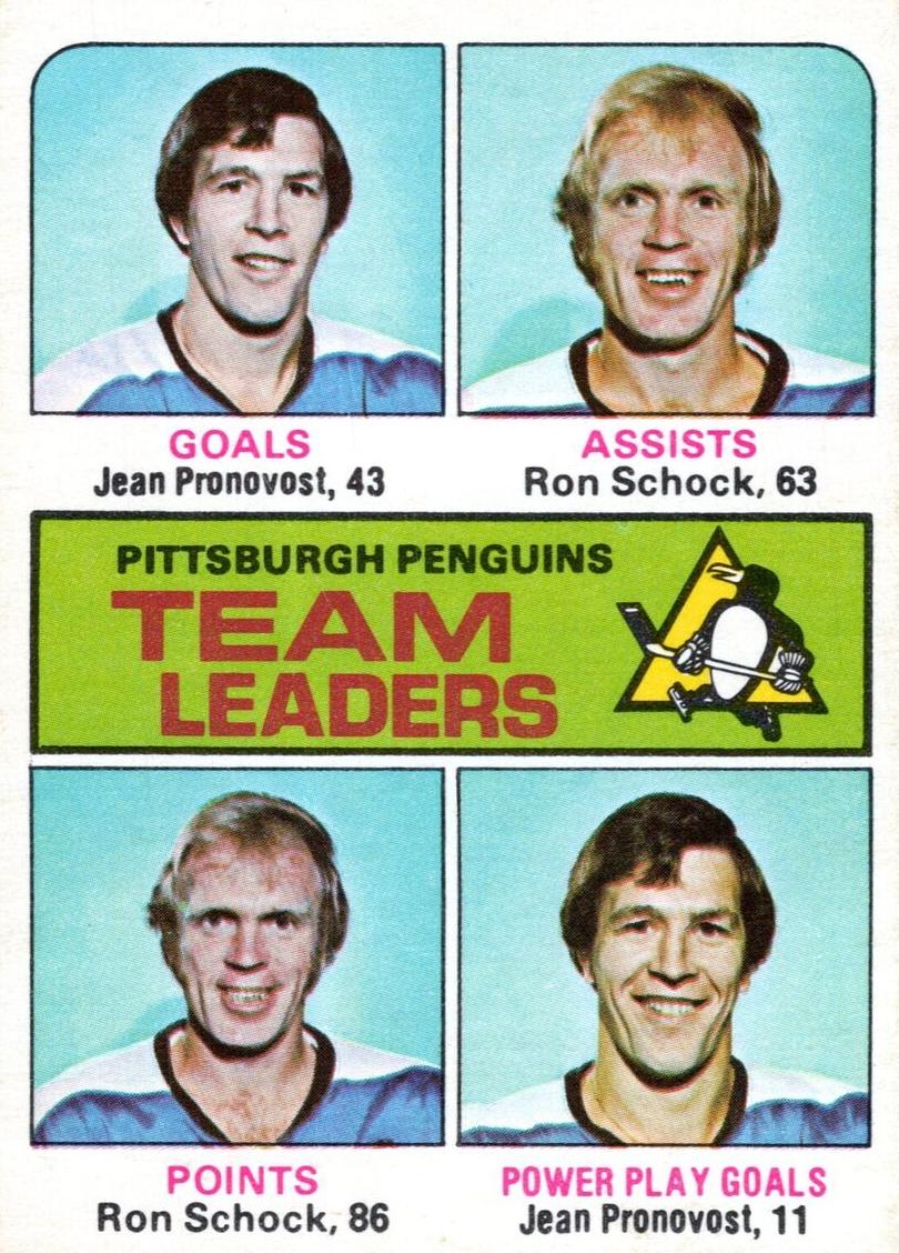 1975 O-Pee-Chee Hockey Ron Schock #75 PSA 8
