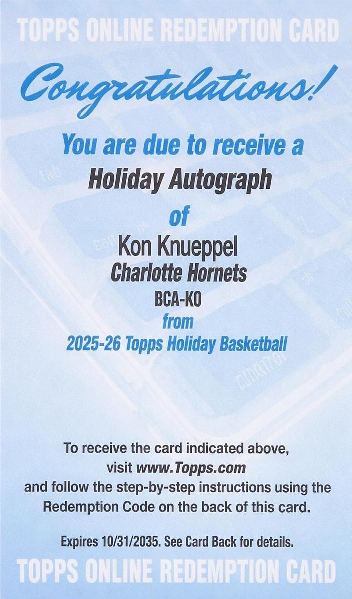 2025 Topps Holiday Basketball Kon Knueppel #BCA-KO