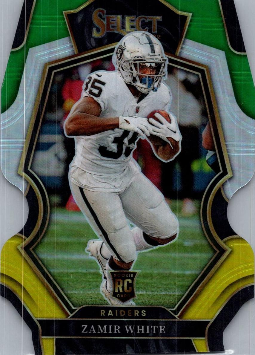 2022 Panini Select Football Green and Yellow Prizm Die-Cut Zamir White #153