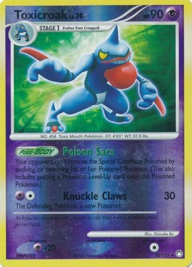 2007 Pokemon Diamond & Pearl Mysterious Treasures Reverse Foil Toxicroak #36