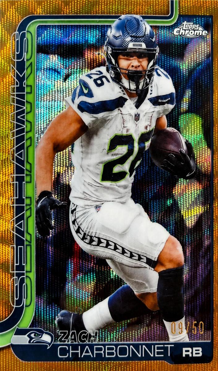 2025 Topps Chrome Football Gold Wave Refractor Zach Charbonnet #279
