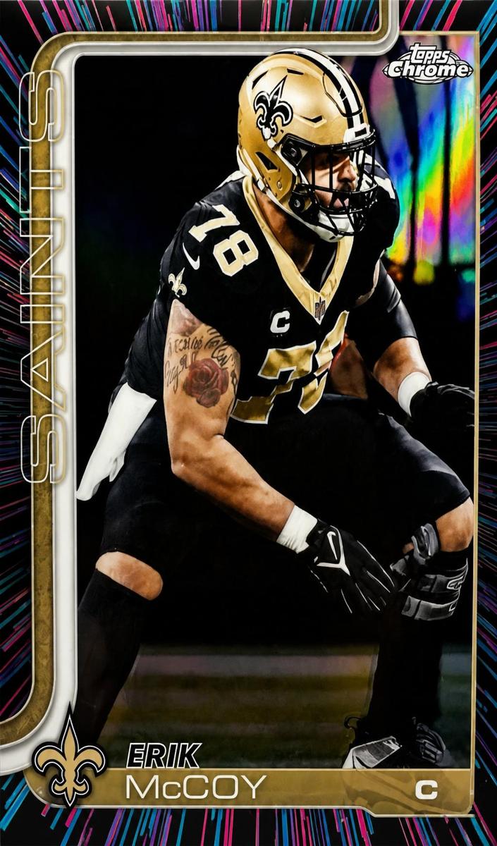 2025 Topps Chrome Football Neon Pulse Refractor Erik McCoy #223