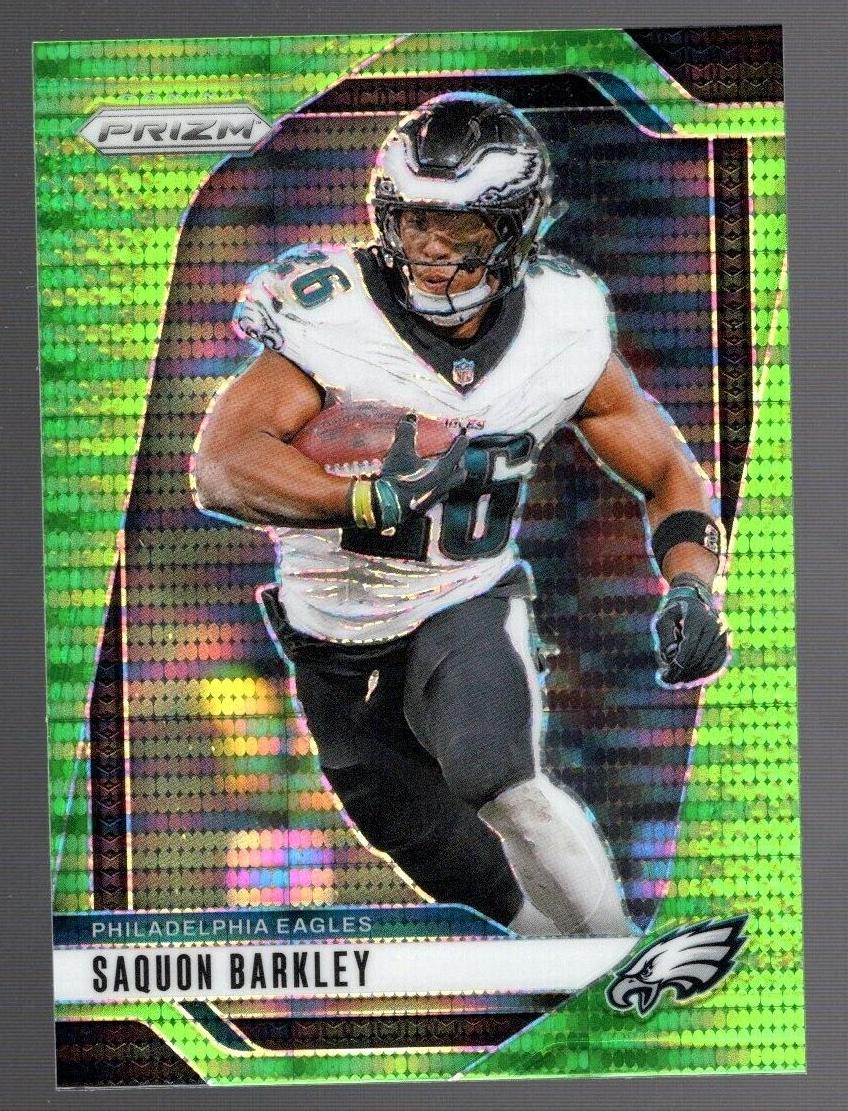 2024 Panini Prizm Football Neon Green Pulsar Saquon Barkley #232 PSA 9