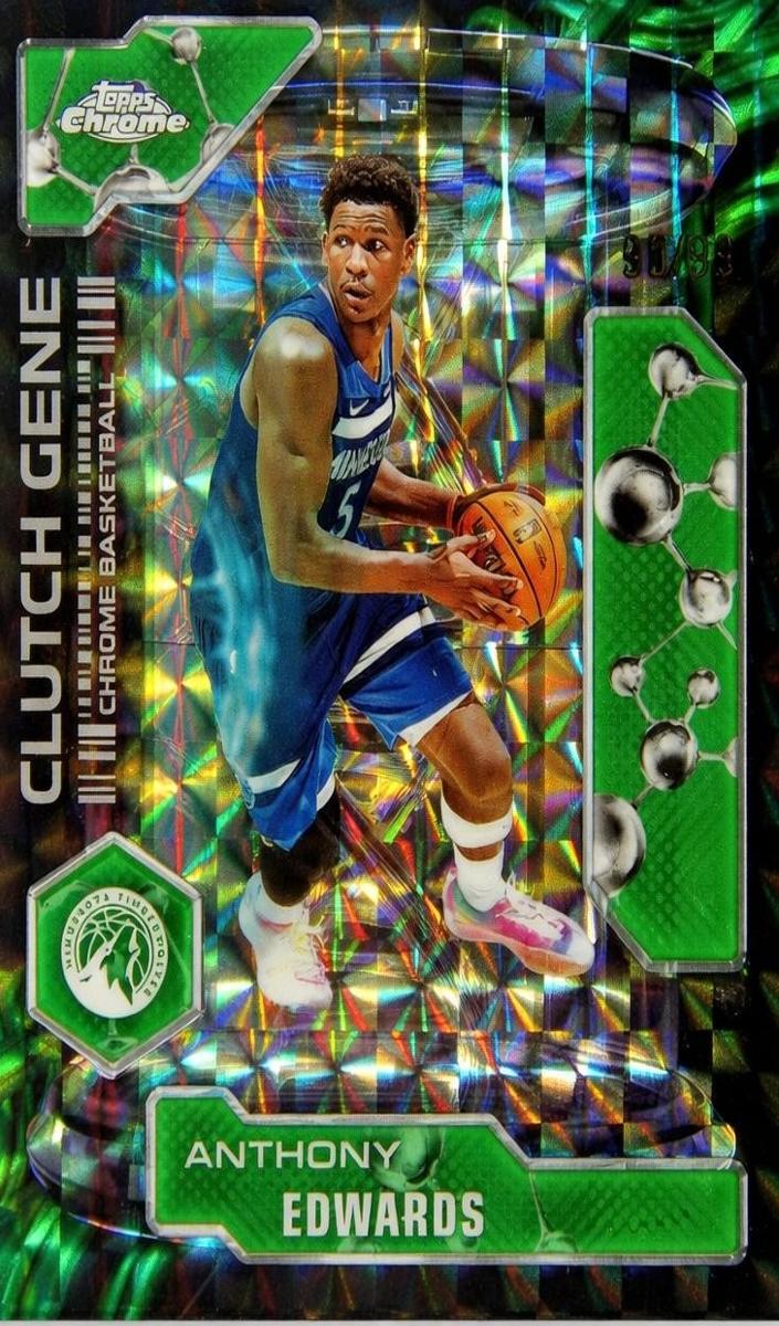 2025 Topps Chrome Basketball Geometric Green Refractor Anthony Edwards #CG-4 PSA 8