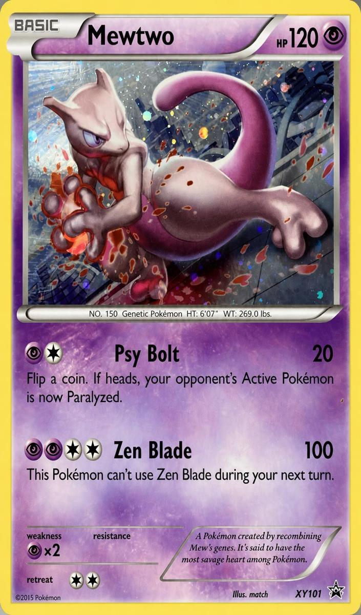 2015 Pokemon XY Black Star Promo Mewtwo #XY101