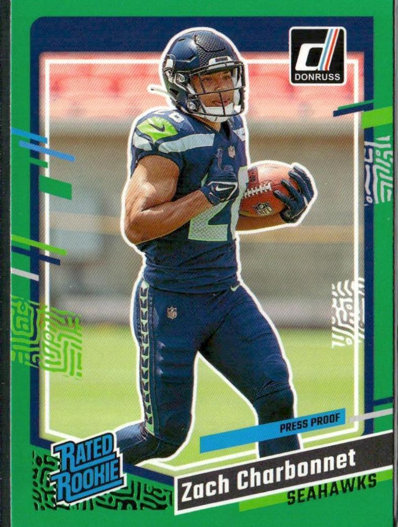 2023 Panini Donruss Football Press Proof Green Zach Charbonnet #392
