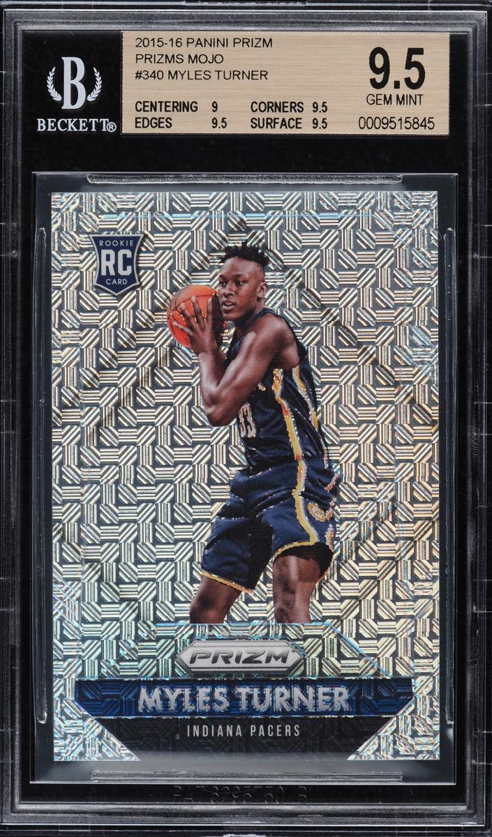 2015 Panini Prizm Basketball Mojo Prizms Myles Turner #340 BGS 9