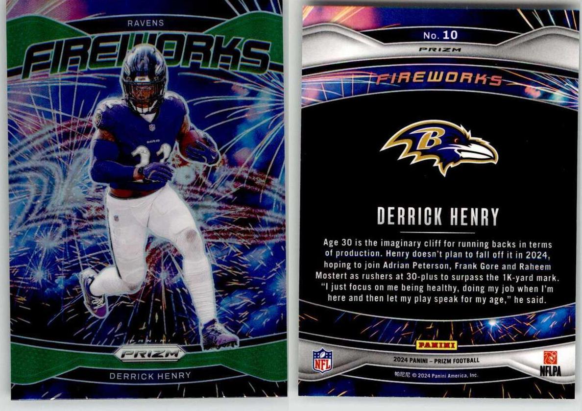 2024 Panini Prizm Football Green Derrick Henry #10 PSA 9
