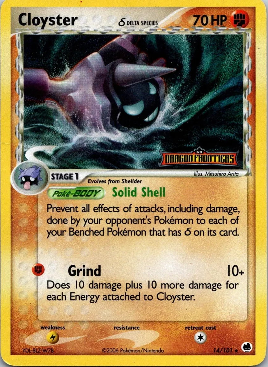 2006 Pokemon EX Dragon Frontiers Reverse Holo Cloyster #14 PSA 7