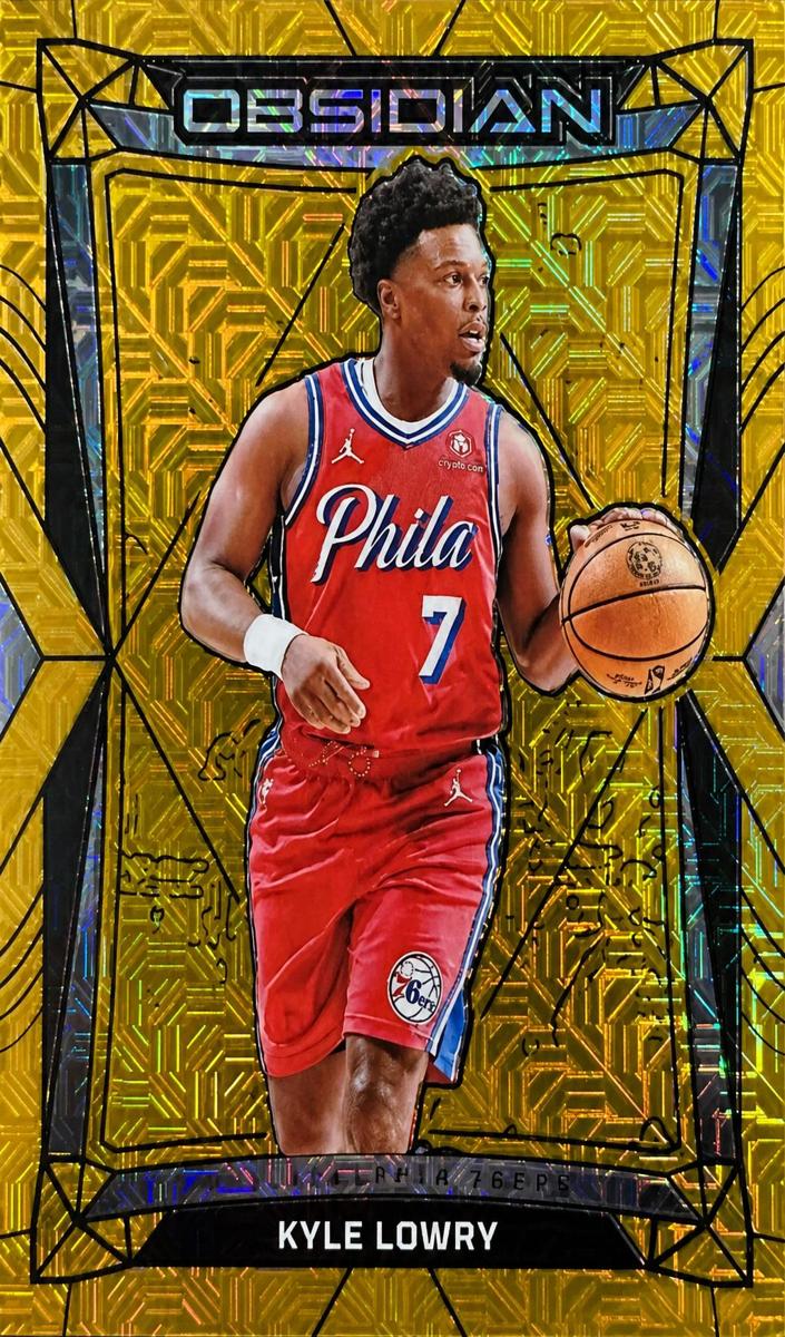 2023 Panini Obsidian Basketball Electric Etch Gold Flood Kyle Lowry #5 PSA 10
