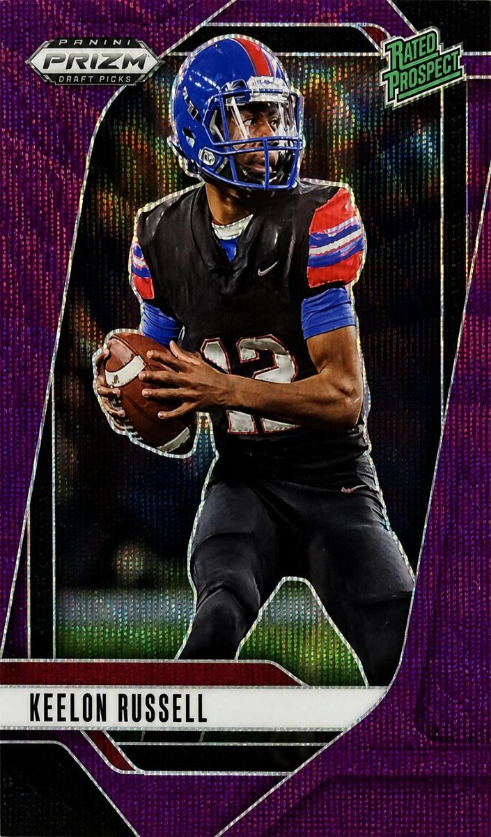 2025 Panini Prizm Draft Picks Football Purple Wave Keelon Russell #150