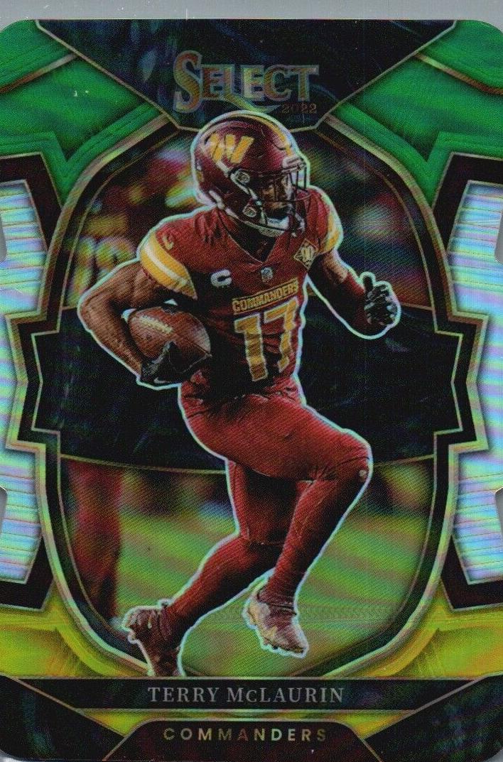2022 Panini Select Football Green and Yellow Prizm Die-Cut Terry McLaurin #77
