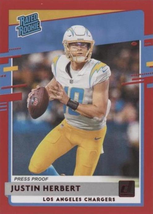 2020 Panini Donruss Football Press Proof Red Justin Herbert #303 PSA 9