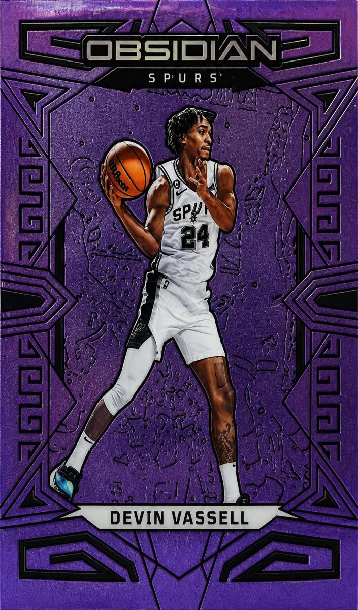 2022 Panini Obsidian Basketball Electric Etch Purple Flood Devin Vassell #84