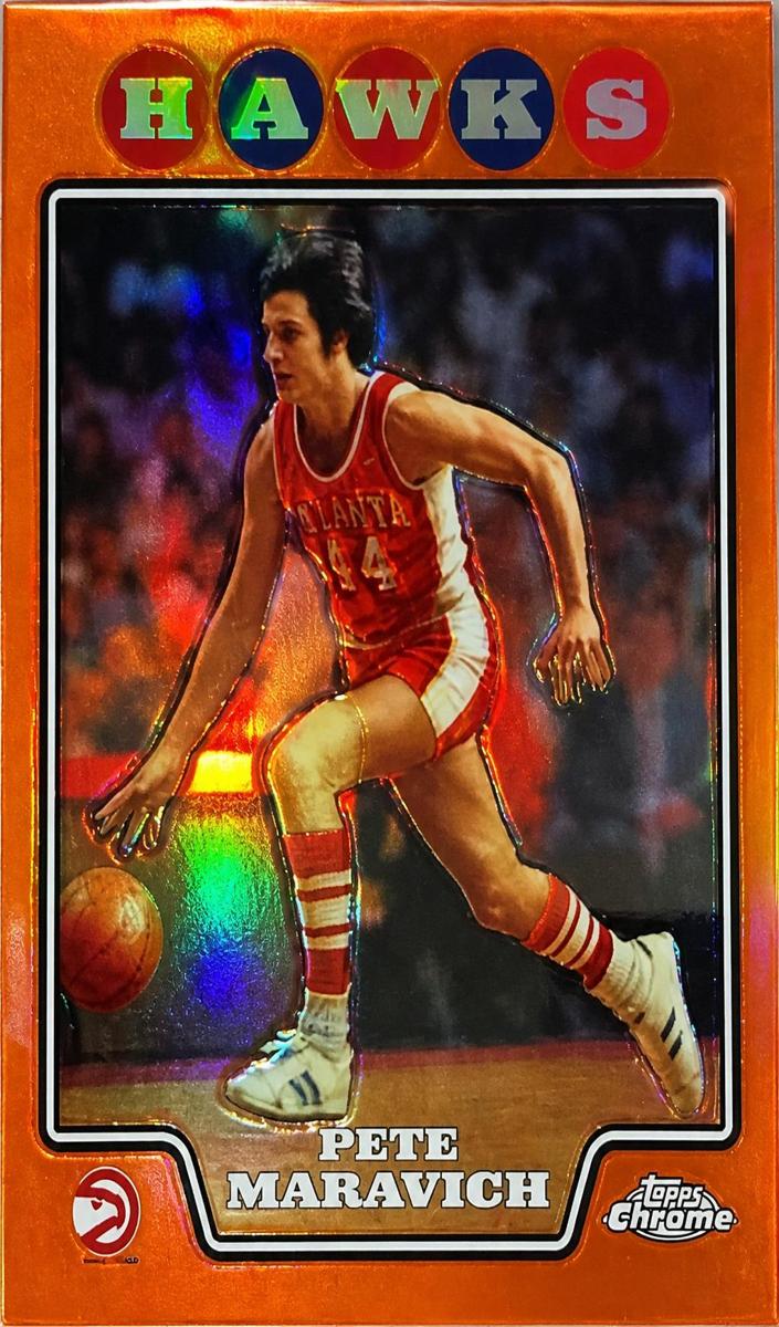 2008 Topps Chrome Basketball Orange Refractor Pete Maravich #177 PSA 9