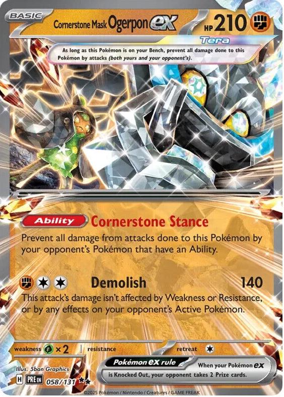 2025 Pokemon Scarlet & Violet Prismatic Evolutions Cornerstone Mask Ogerpon EX #58