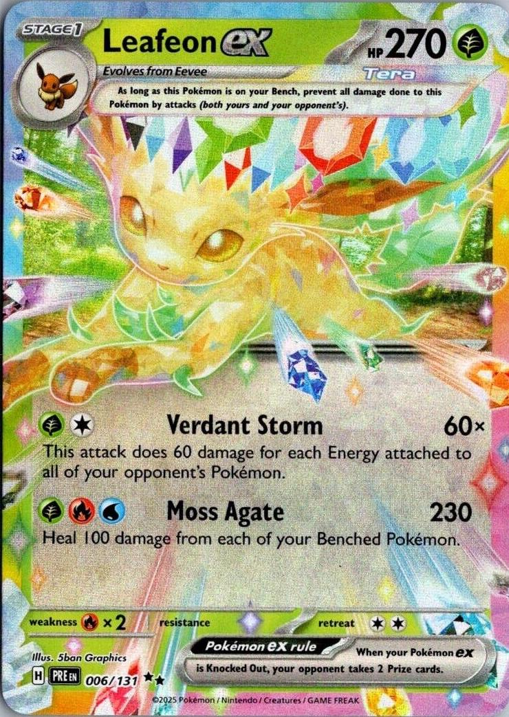 2025 Pokemon Scarlet & Violet Prismatic Evolutions Leafeon EX #6 PSA 9