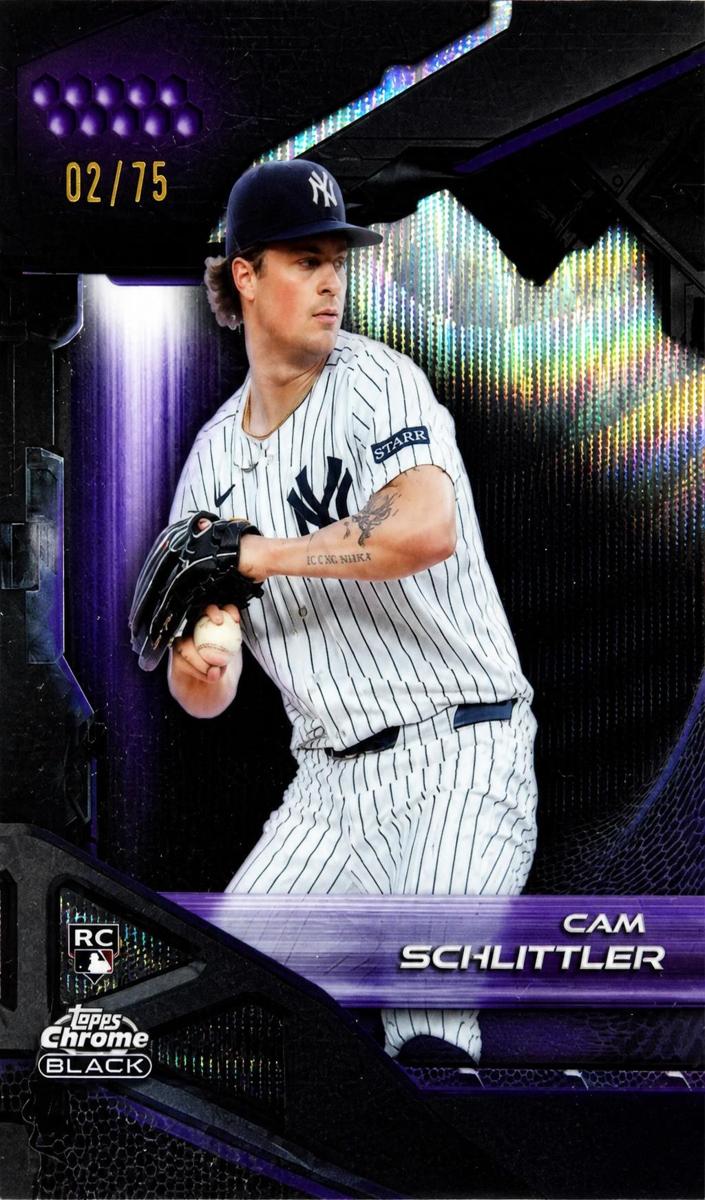2026 Topps Chrome Black Baseball Purple Wave Refractor Cam Schlittler #98