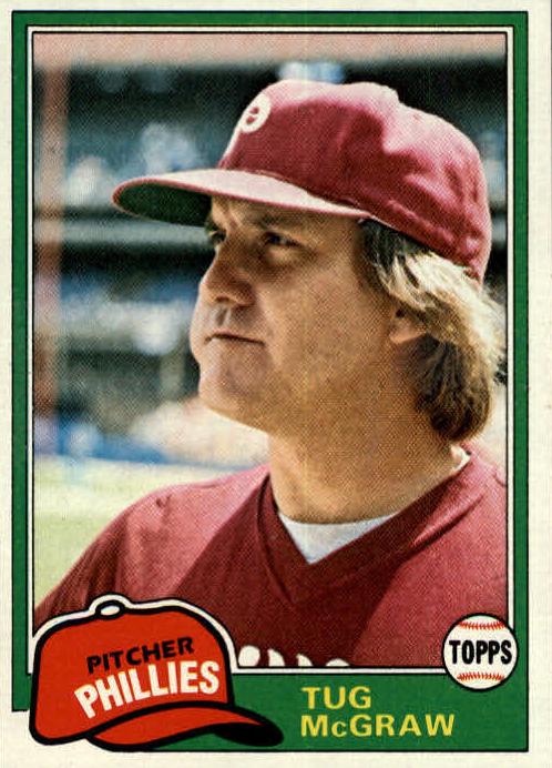 1981 Topps Baseball Tug McGraw #40 PSA 8