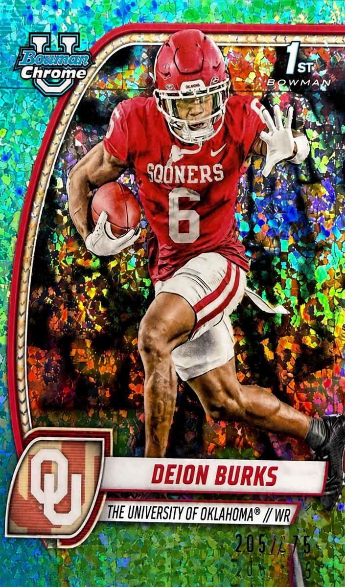 2024 Bowman Chrome University Football Aqua Mini Diamond Refractor Deion Burks #56