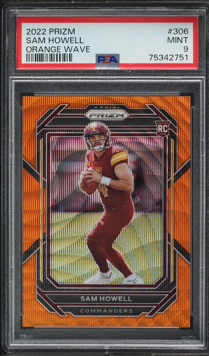 2022 Panini Prizm Football Orange Wave Sam Howell #306 PSA 7.5