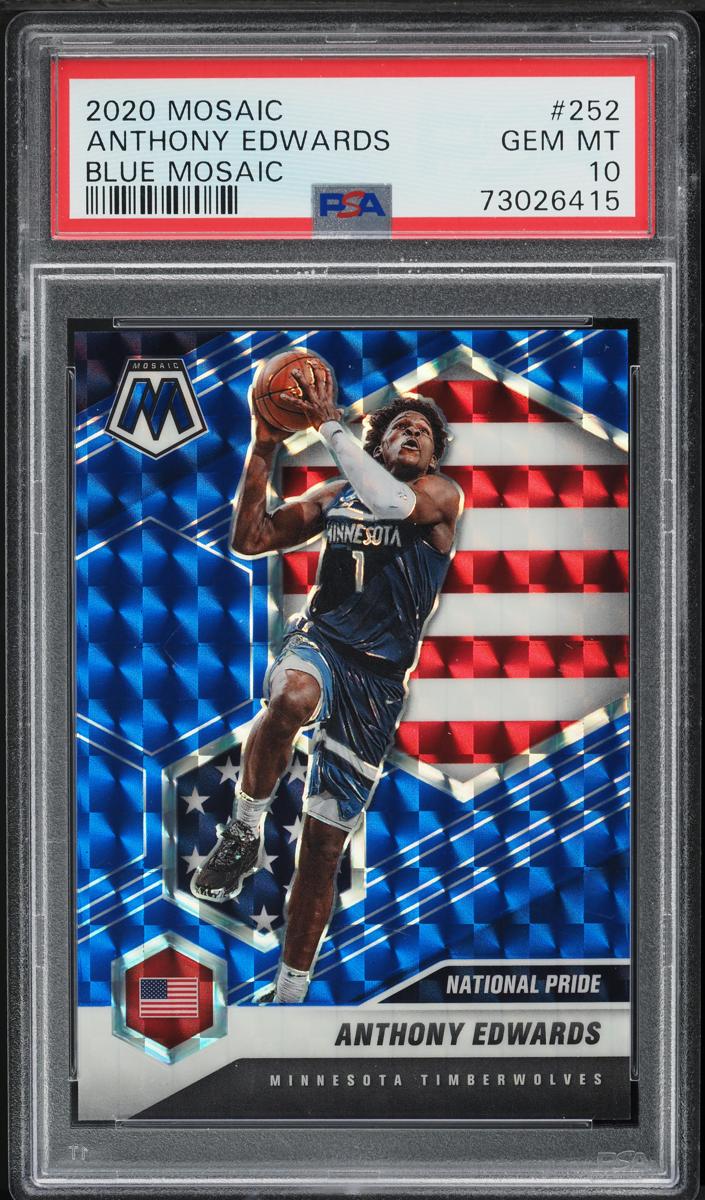 2020 Panini Mosaic Basketball Blue Anthony Edwards #252 PSA 9