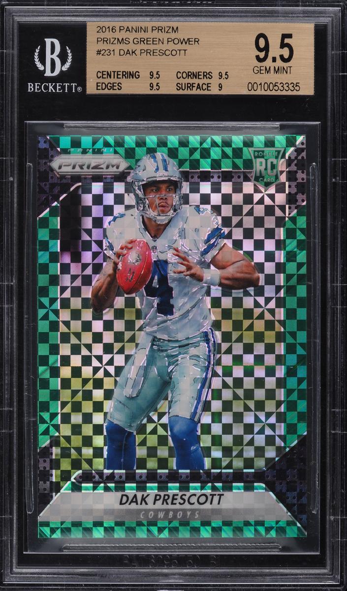 2016 Panini Prizm Football Green Power Dak Prescott #231 PSA 9
