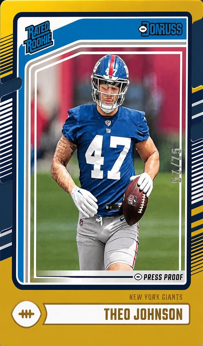 2024 Panini Donruss Football Press Proof Gold Die-Cut Theo Johnson #357