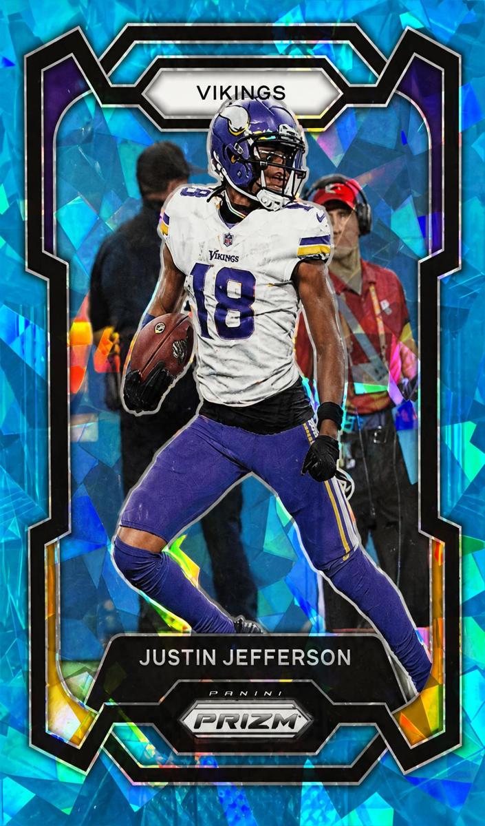 2023 Panini Prizm Football Blue Ice Justin Jefferson #195