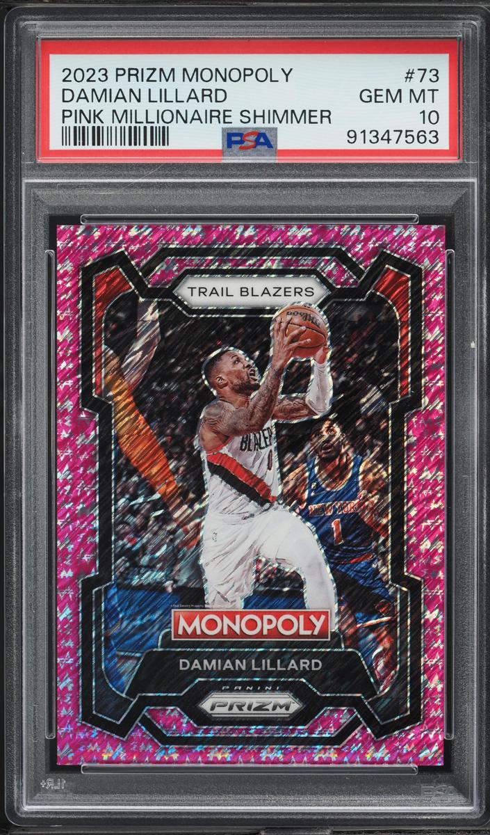 2023 Panini Prizm Monopoly Basketball Pink Millionaire Shimmer Damian Lillard #73 PSA 9