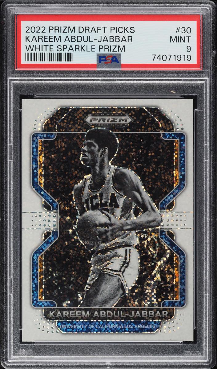 2022 Panini Prizm Draft Picks Basketball White Sparkle Kareem Abdul-Jabbar #30 PSA 9