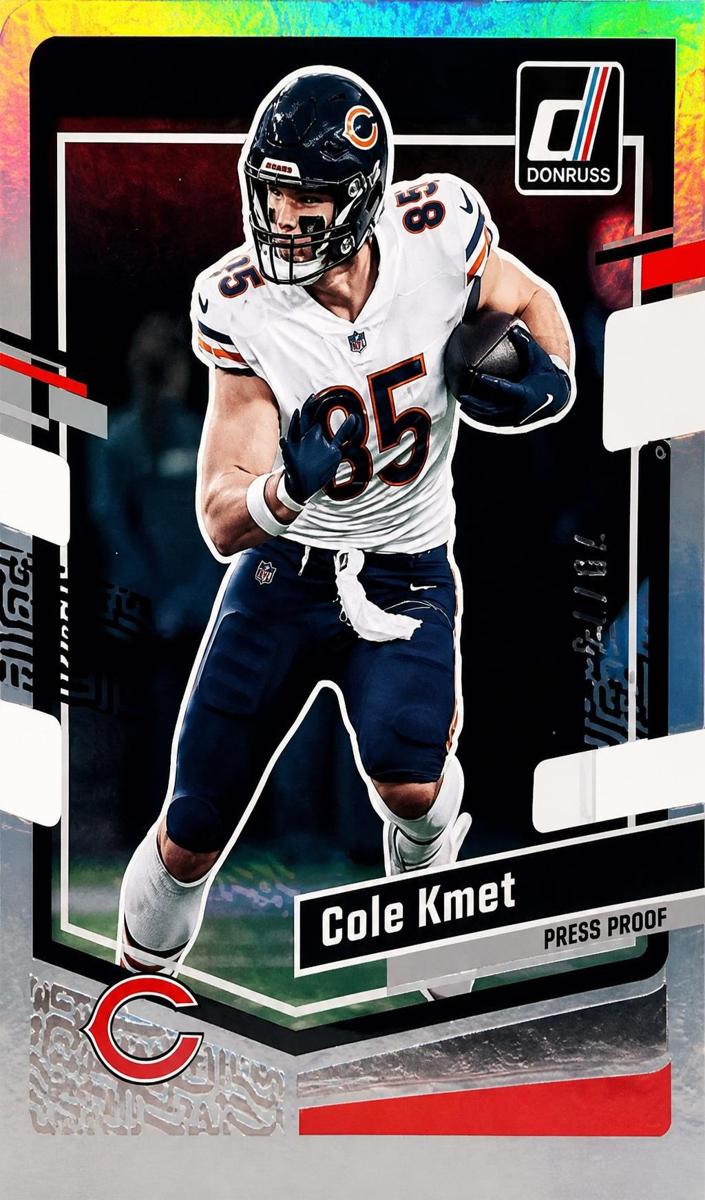 2023 Panini Donruss Football Press Proof Silver Die-Cut Cole Kmet #49