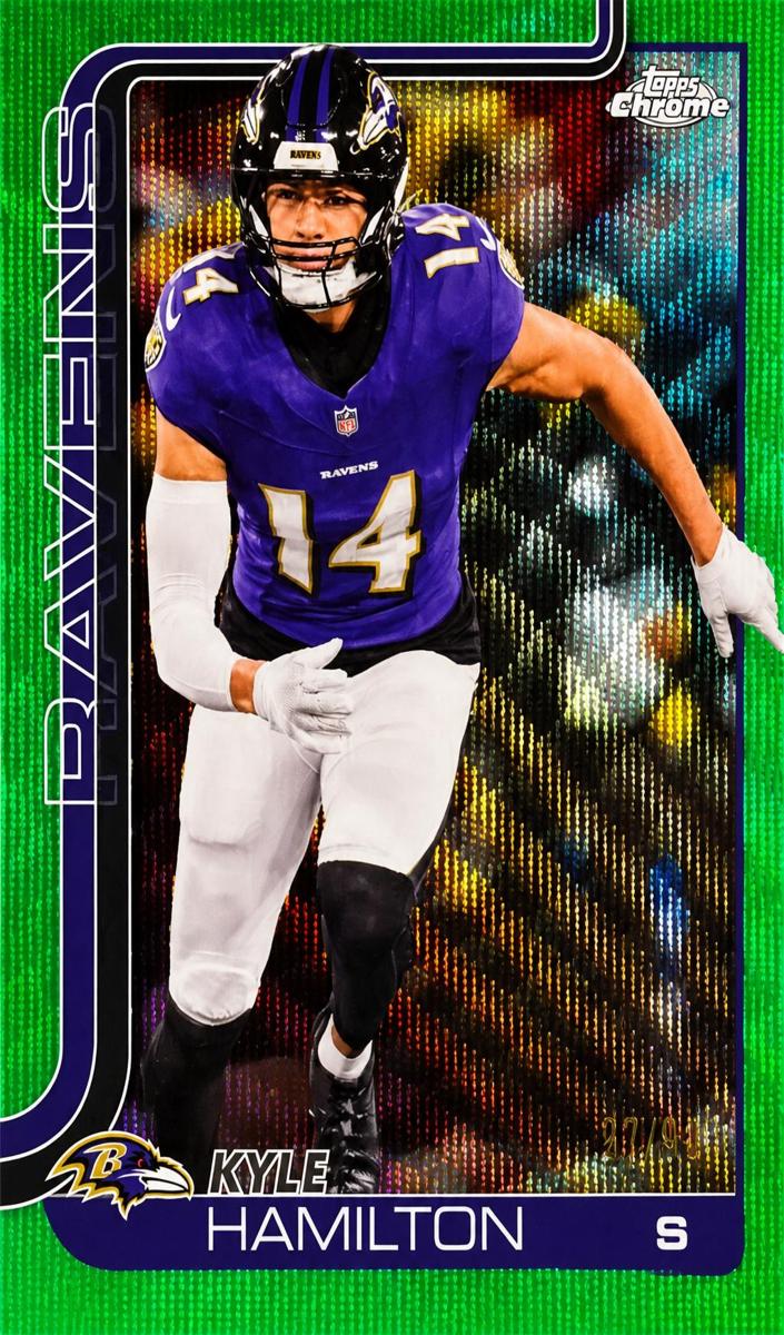 2025 Topps Chrome Football Green Wave Refractor Kyle Hamilton #29
