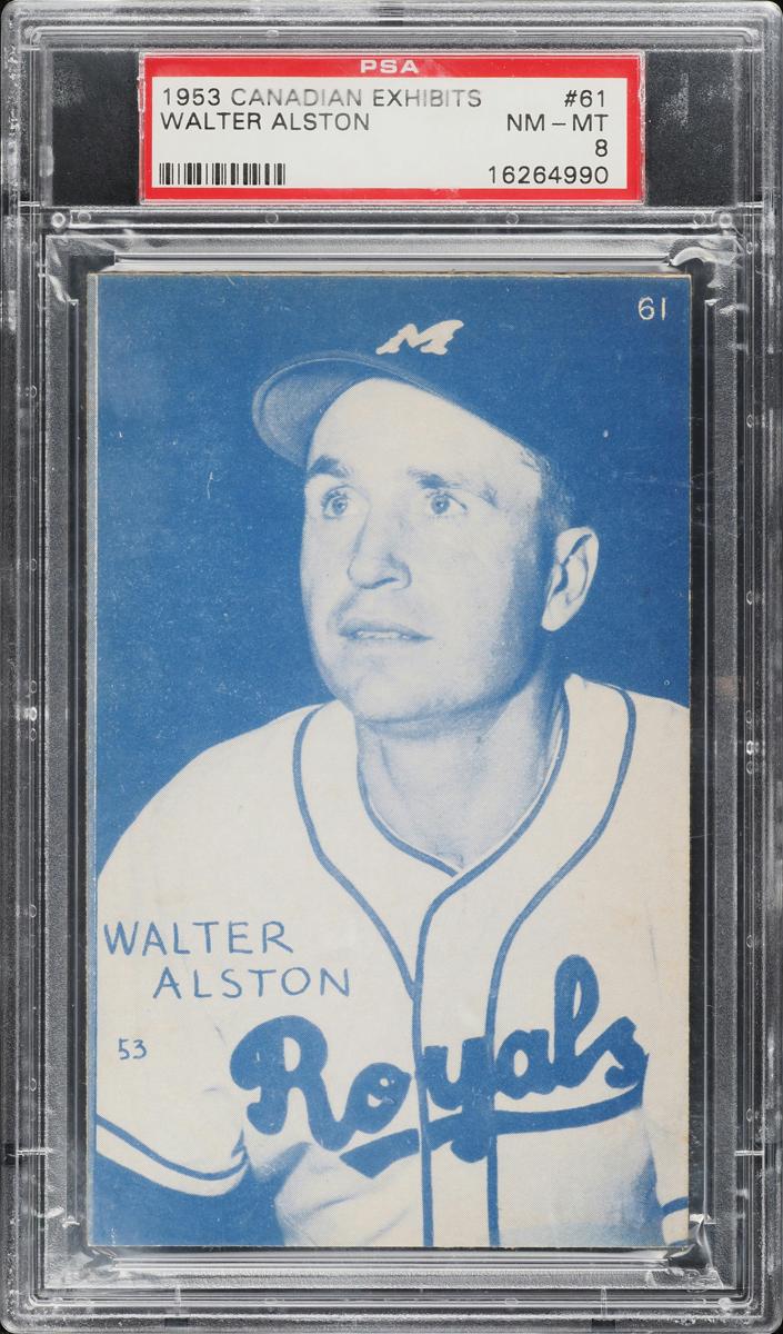 1953 Canadian Exhibits Baseball Blue Tint Walter Alston #61