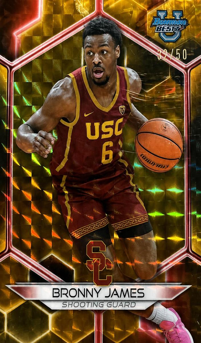 2023 Bowman Best University Basketball Geometric Gold Refractor Bronny James #92