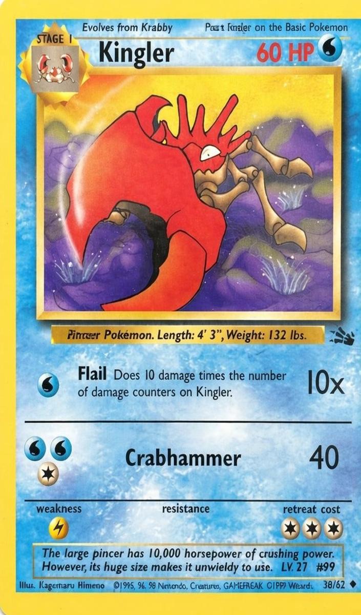 1999 Pokemon Fossil Kingler #38