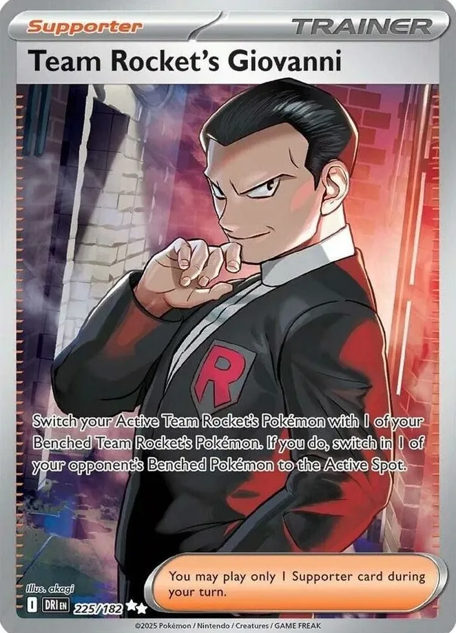 2025 Pokemon Scarlet & Violet Destined Rivals Team Rocket's Giovanni #225 PSA 9