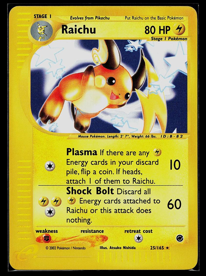 2002 Pokemon Expedition Base Set Reverse Foil Raichu #25 PSA 10