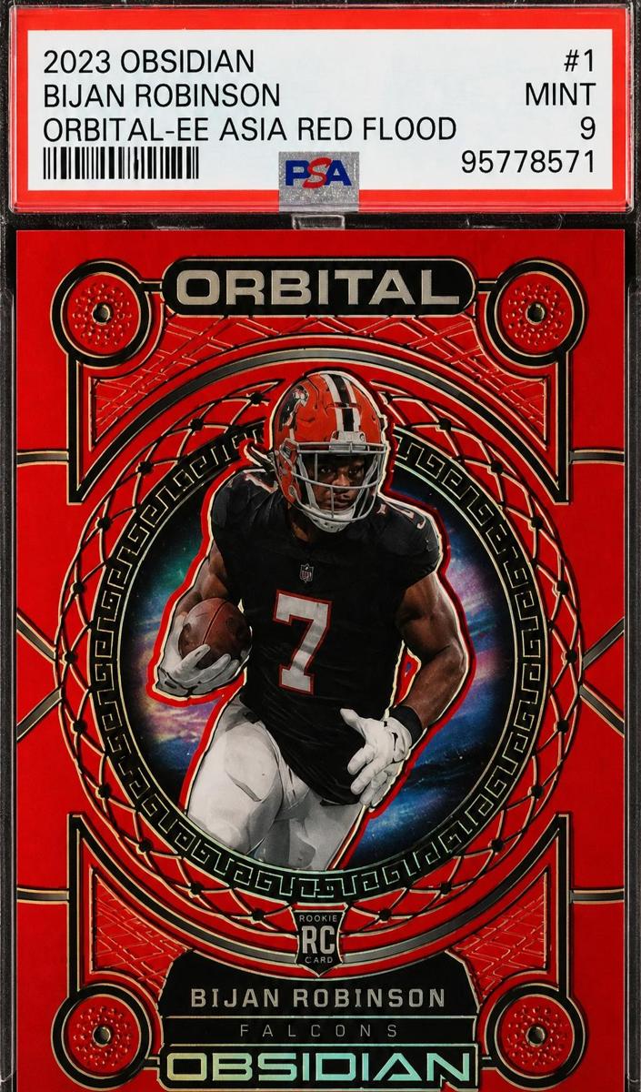 2023 Panini Obsidian Football Asia Electric Etch Red Flood Bijan Robinson #1