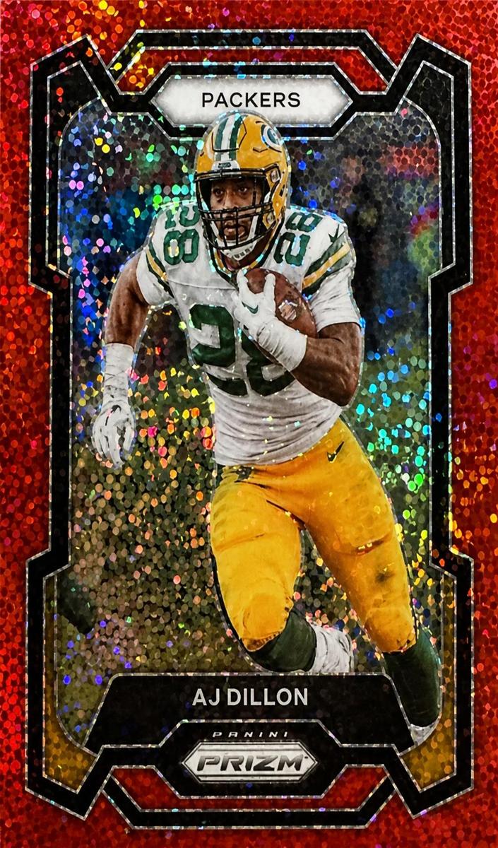 2023 Panini Prizm Football Red Sparkle AJ Dillon #106
