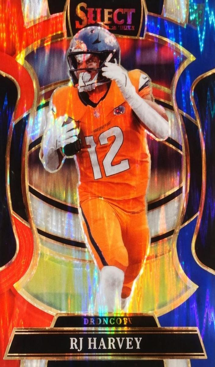 2025 Panini Select Football Red and Blue Shock RJ Harvey #10