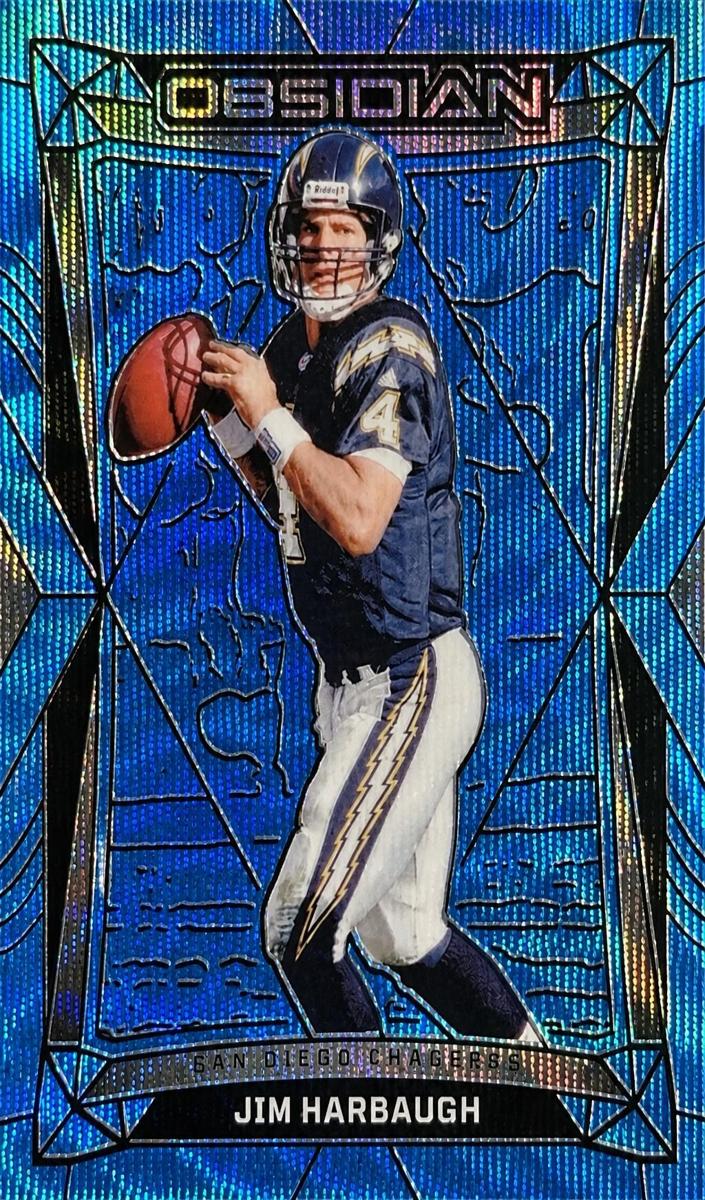 2024 Panini Obsidian Football International Blue Wave Jim Harbaugh #110