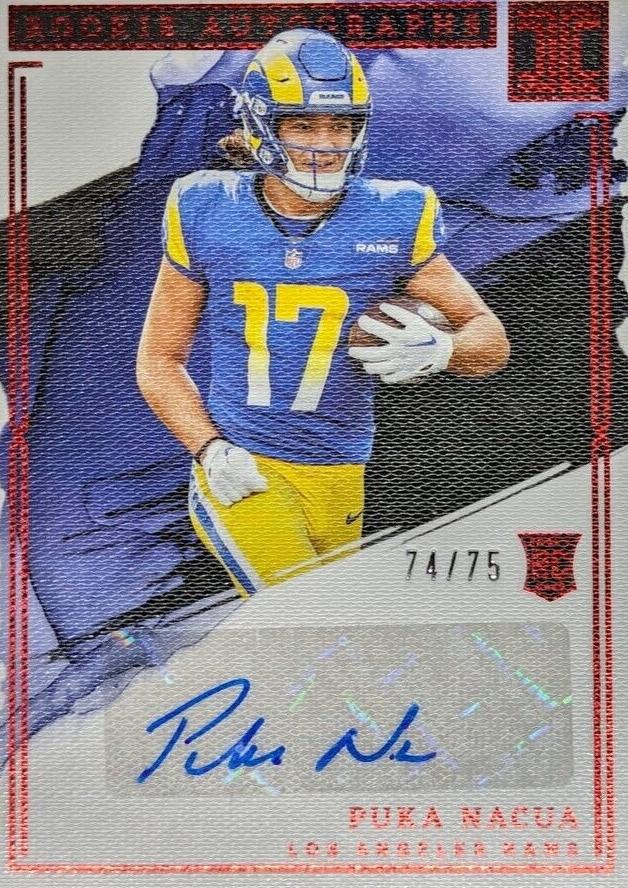 2023 Panini Impeccable Football Red Puka Nacua #RA-PN PSA 8.5