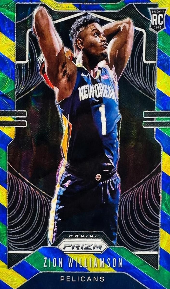 2019 Panini Prizm Basketball Prizm Choice Blue Yellow Green Zion Williamson #248 PSA 10