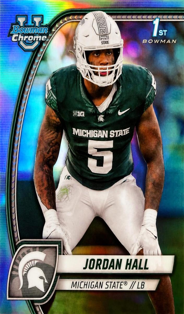2024 Bowman Chrome University Football Refractor Jordan Hall #104