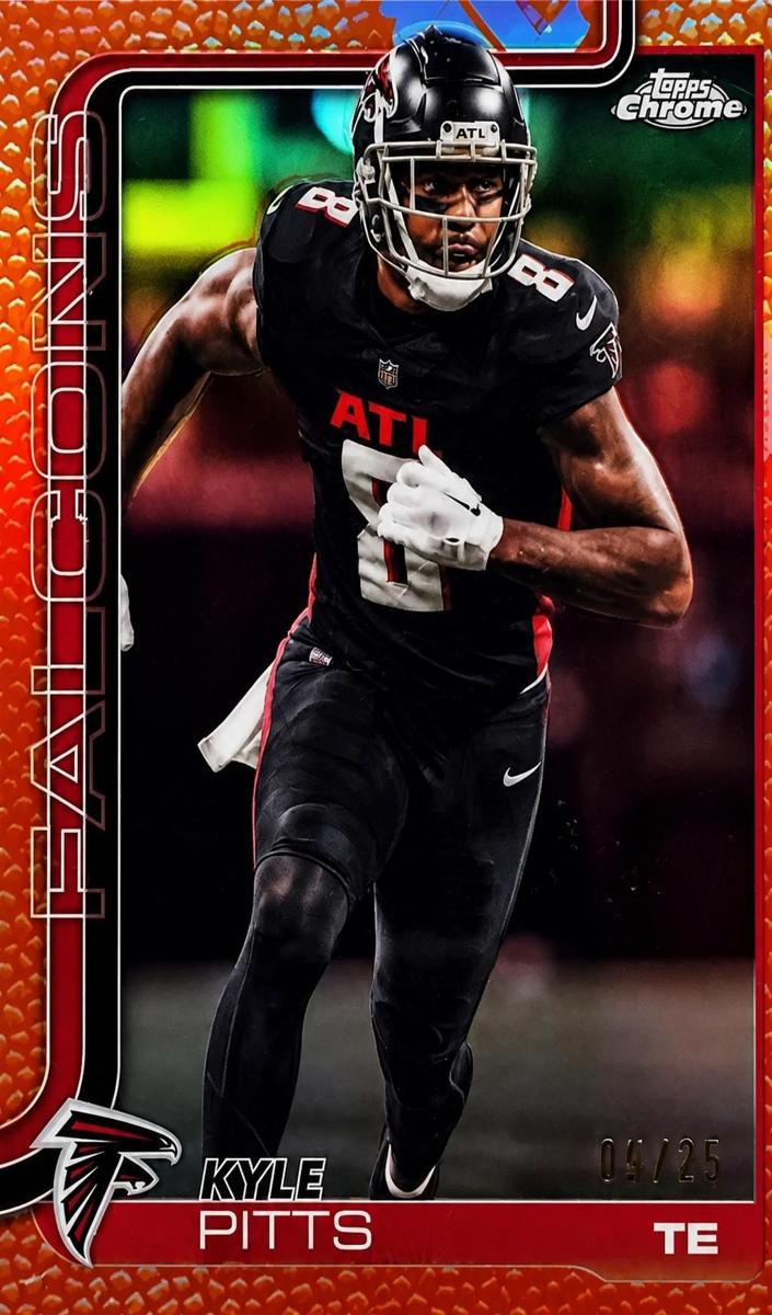 2025 Topps Chrome Football Football Leather Orange Refractor Kyle Pitts #14